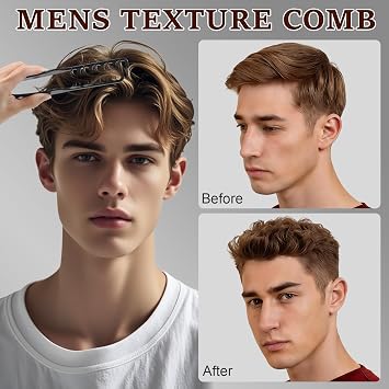 HEYMKGO Texture Comb Men, Mens Comb for Curls, 4Pcs Mens Styling Comb - Heat Resistant & Anti-Static Volumizing Tool for Men & Women, Ideal for Detangling Wet Hair, Defining Curls and Salon Use