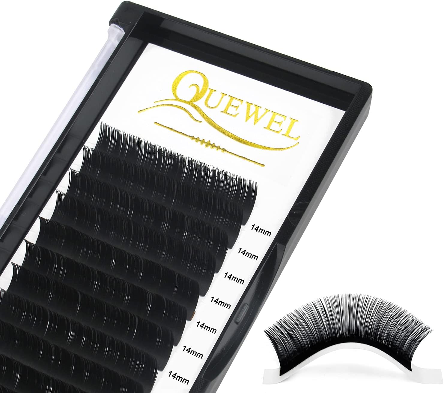 Eyelash Extension 0.15 C Curl Classic Lash Extensions 14mm QUEWEL Classic Individual Lash Extensions Soft Black Matte Single Lashes Extension Professional Salon Use (0.15 C 14mm)
