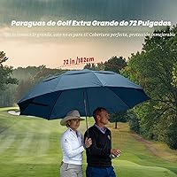 Vista 8 de Paraguas de golf extragrande de 62, 68 y 72 pulgadas, con doble dosel ventilado, resistente al viento, impermeable, de apertura automática