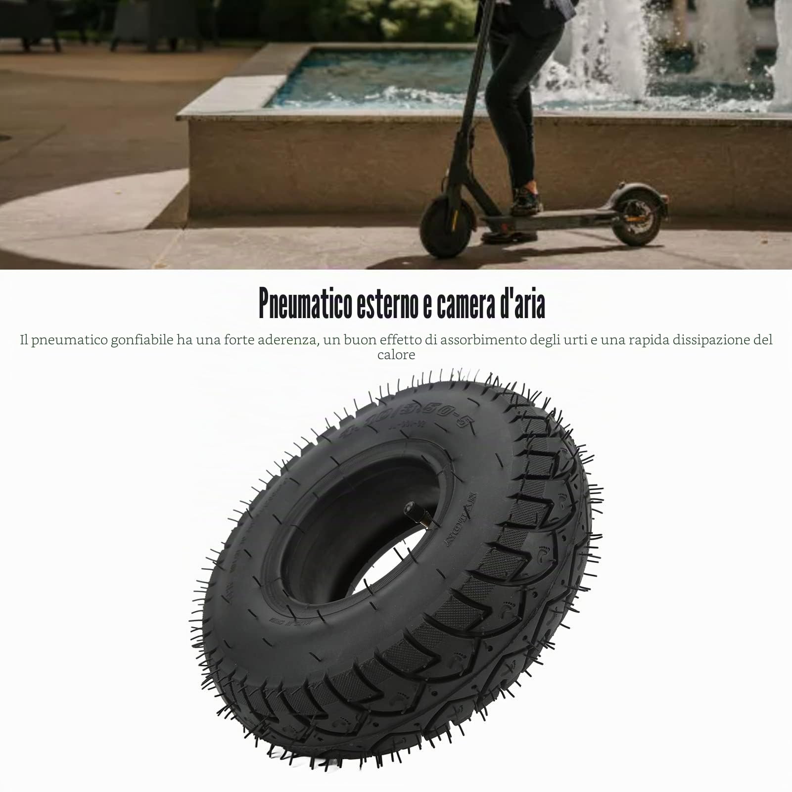 Alomejor Pneumatico e Camera d'Aria, 4.10/3.50-5 Camera d'Aria per Pneumatici Esterni di Ricambio per Pneumatici Gonfiabili per Ruota del Carrello per Scooter Elettrico