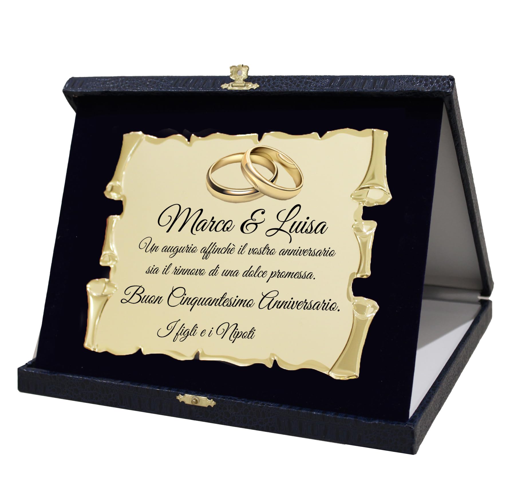 Targa Regalo Anniversario Matrimonio | Cofanetto con Pergamena | congratulazioni per Anniversario di Nozze