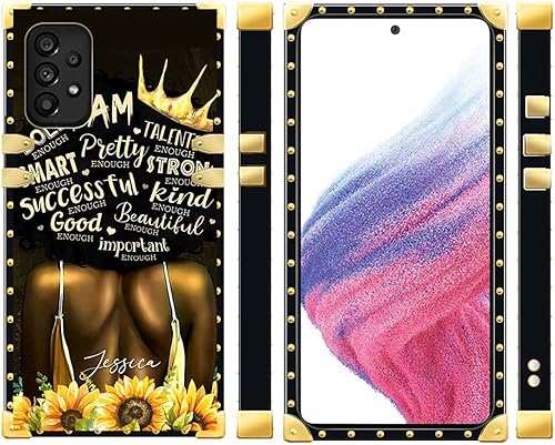 Miniatura 4 de CARLOCA Funda compatible con Samsung Galaxy A53 5G, diseño de girasol, negro, dorado, de lujo, suave TPU duro, a prueba de golpes, protector para
