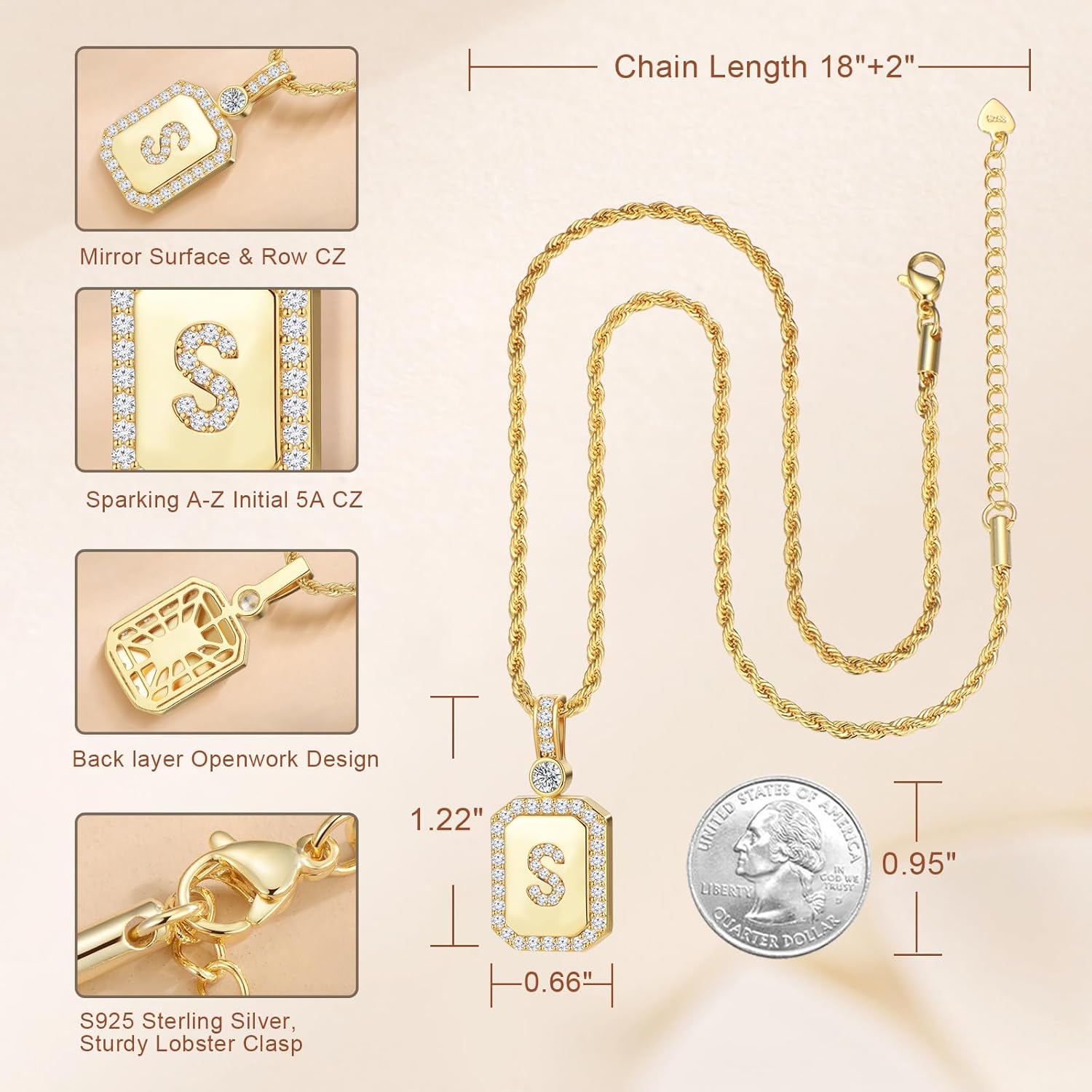 Gold Initial Necklaces for Women, Gifts for Her Birthday Gifts Women Anniversary for Wife Birthday Gift ideas, 24K Gold Filled Gold Letter Necklace for Women's Jewelry Gifts with Rope Chain - Image 5