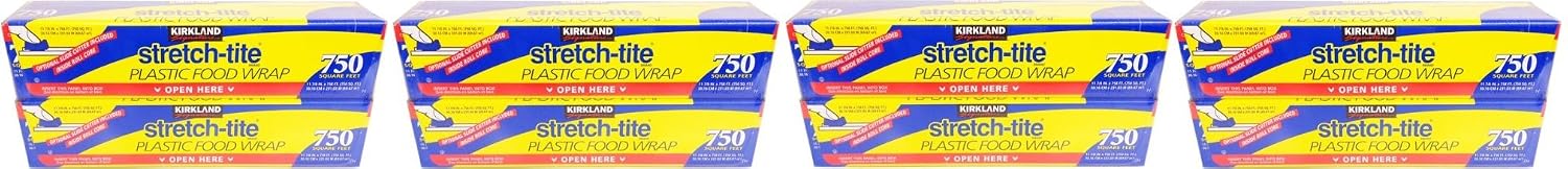 Kirkland Signature Stretch Tite ytzRNl Plastic Wrap 12 in x 750 feet, 8 Pack