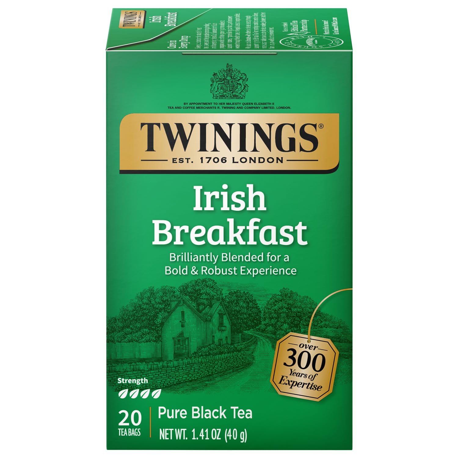 Twinings Irish Breakfast Tea, Robust and Flavourful Caffeinated Black Tea Bags Individually Wrapped, 20 Count : Grocery & Gourmet Food