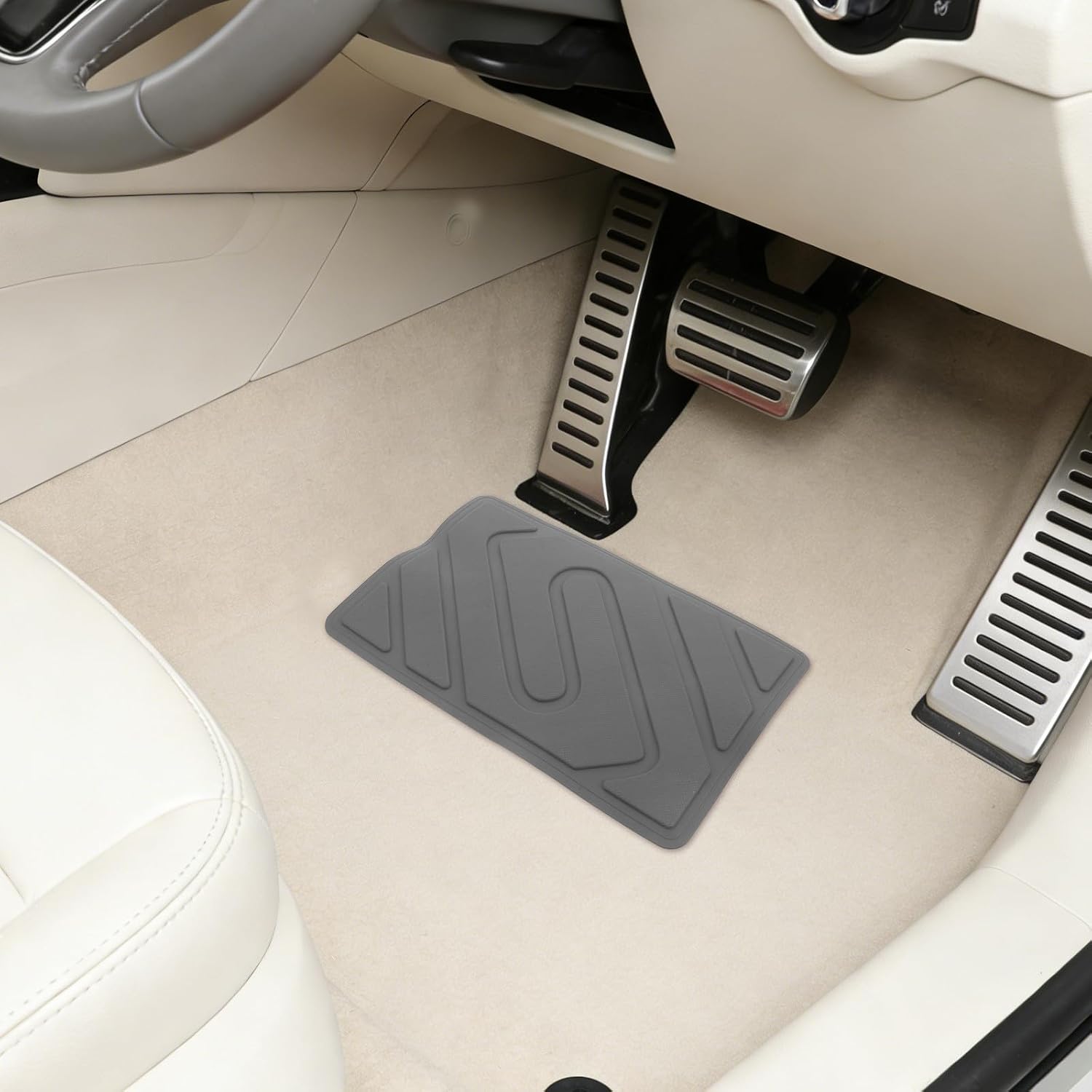 5pcs Automotive Floor Mat Plate Patch - Auto Pedal Pad for Vehicle Foot Pedals Repair Patch - Protects Floor Mat and Heel Area (Grey)