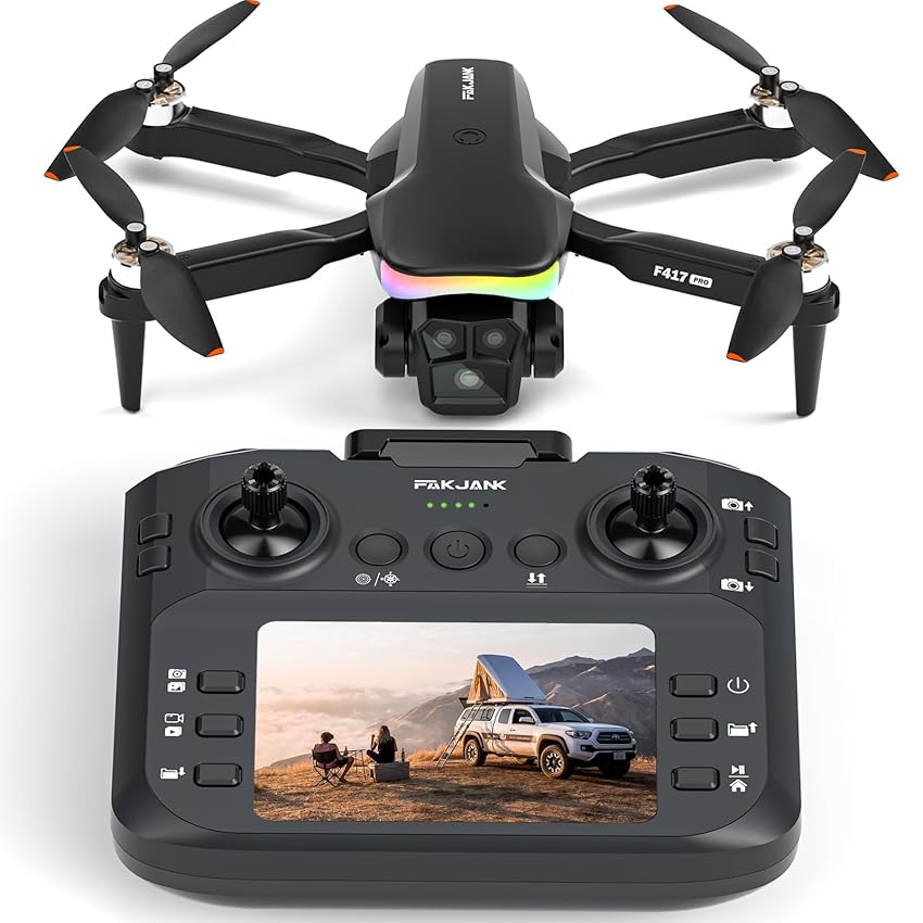 Drone con 4K Telecamera Schermo con Telecomando,Luce LED RGB Drone FPV Quadricottero per Adulti Principianti,Modalità Senza Testa,Mantenimento Dell'altitudine,Posizionamento del Flusso Ottico
