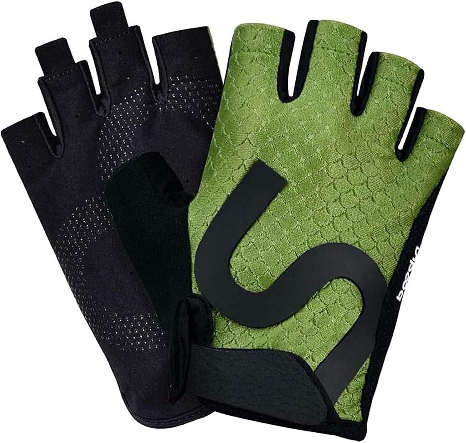 Gants de Cyclisme Gants Demi-Doigts, Haltérophilie, Support De Poignet, Entraînement, Cyclisme Gant Velo (Color : Grün, Size : M)