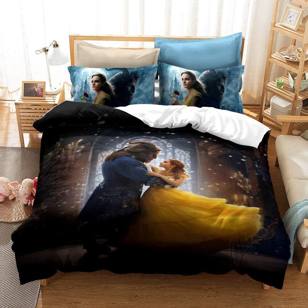 Disney 3D Duvet Cover Bedding Set Microfiber Print Cinderella Crystal Shoes King Size Single Girls Duvet Cover Pillowcase Nursery Decor (No Bedding Set) (W135x200cm)