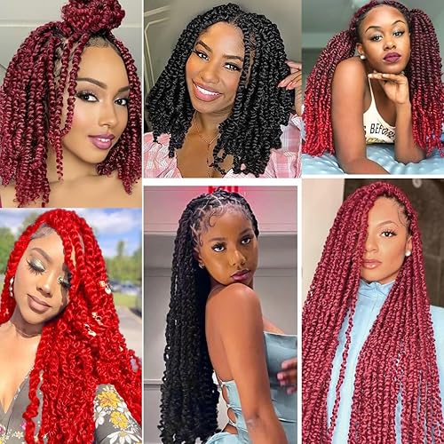 Miniatura 6 de Extensiones de cabello rizado y estilo Passion Twist, cabello rizado negro de 12 pulgadas, cabello trenzado corto y rizado, paquete de 3 paquetes de