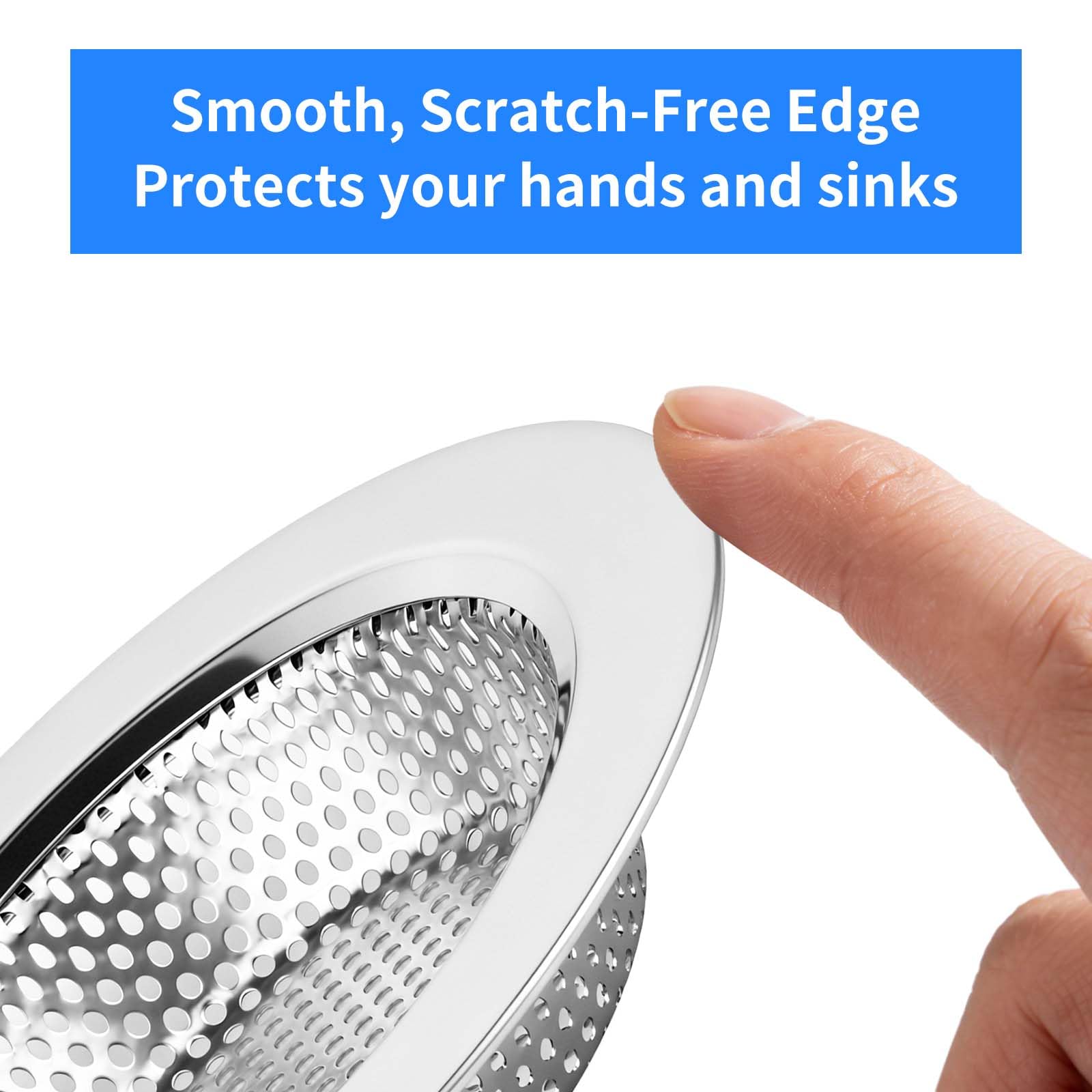 Chefbee Kitchen Sink Drain Strainer - 4 Pack Stainless Steel Sink Drain Cover Filter Food Catcher Basket with Wide Rim 4.4”, Kitchen Accessories - 4