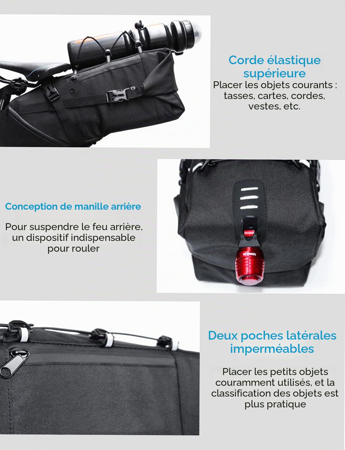 Lixada Sacoche pour porte-bagages arrière de vélo multifonction, Bike Saddle Bag - 10L