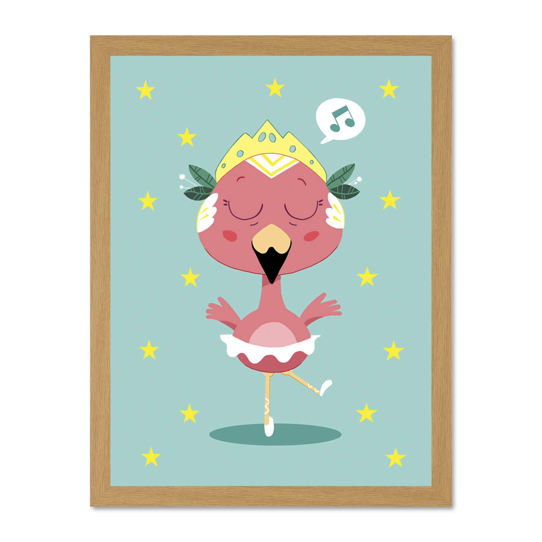 Wee Blue Coo Kawaii Flamingo Ballet Large Framed Art Print Wall Poster 18x24 inch