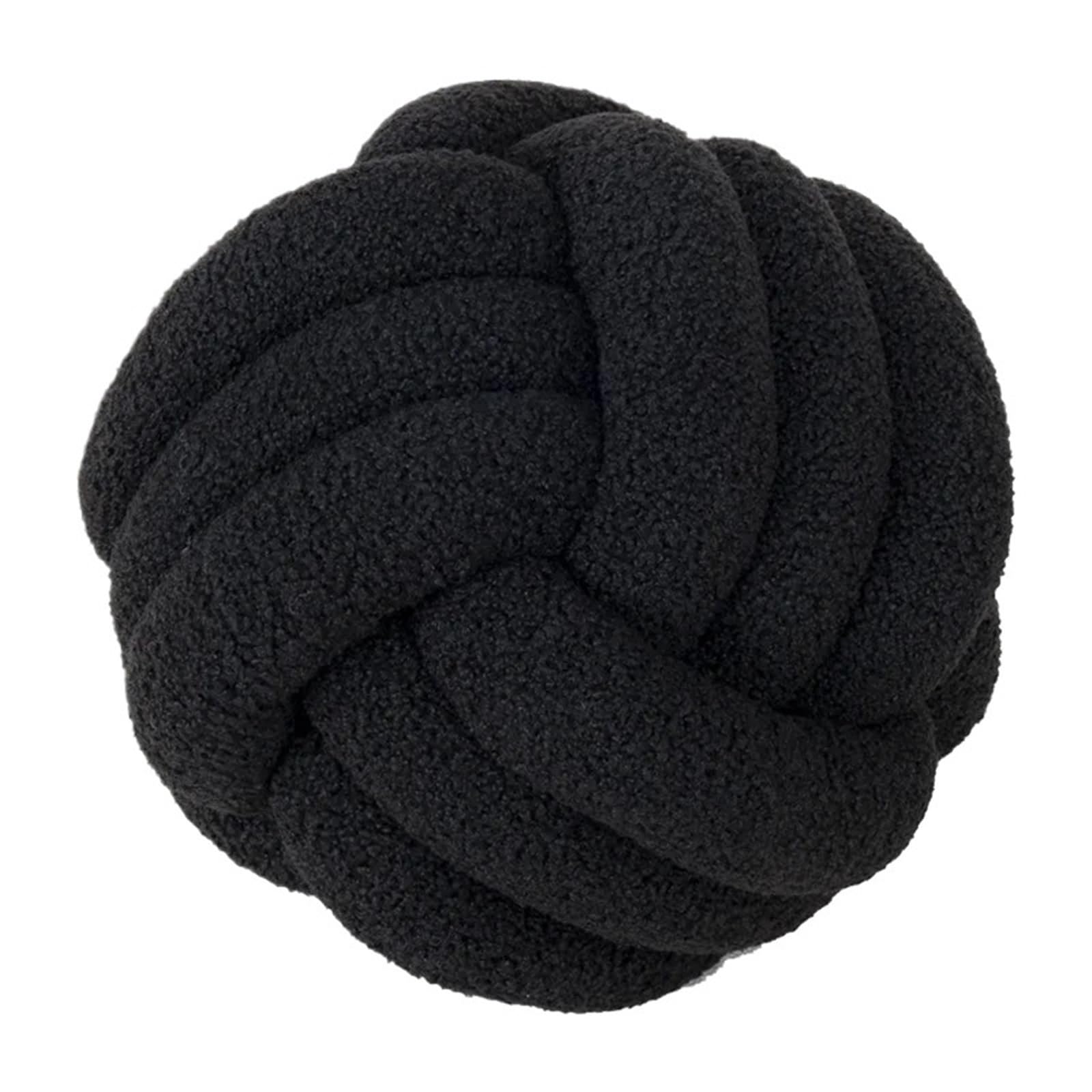 GIYXHU Handwoven Ball Pillow Knot Sofa Living Room Shaped Cushion Headboard Backrest for Couch(Black)