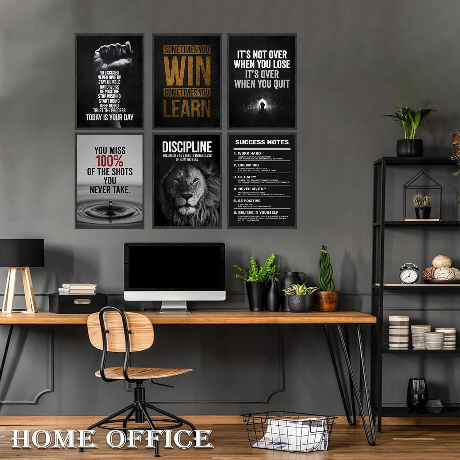 6 Pcs Motivational wall art Inspirational Entrepreneur Success Quotes Canvas Picture Print Artwork Office Lion Poster for Teens Adults Classroom Home Living Room Gym Wall Decor Unframed 8 x 10 Inch - Image 2