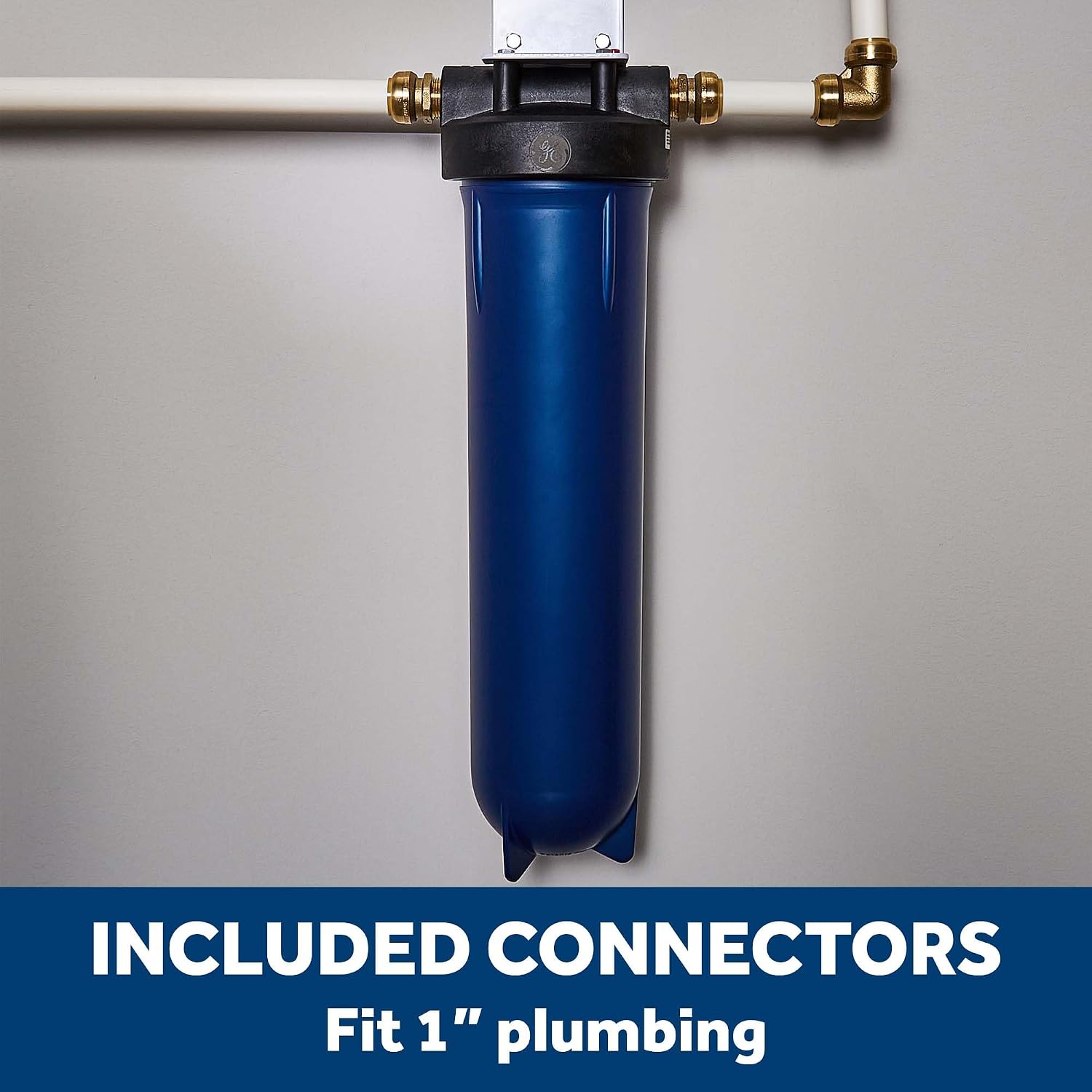 GE Heavy Duty Whole House Water Filtration System, Reduces Sediment, Rust & More, Install Kit & Accessories Included, Filter Not Included, Replace Filter (FXWPT, FXWPX) Every 3 Months, GXWH60T