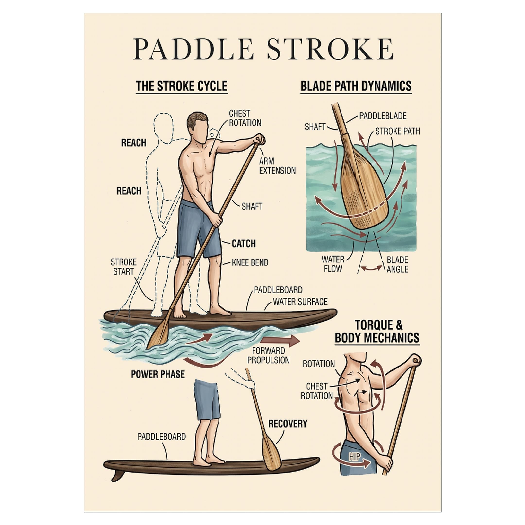 Wallbuddy Arte de pared de técnica de paddleboardin (60 x 90 cm, Sin marco)