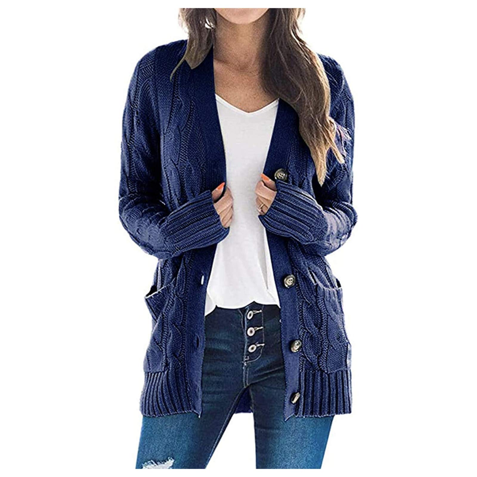 Womens Boho Patchwork Cardigan Long Sleeve Open Front Knit Sweaters Coat Pockets Couture Princess Cardigan Home Fashionable Coats Overcoats