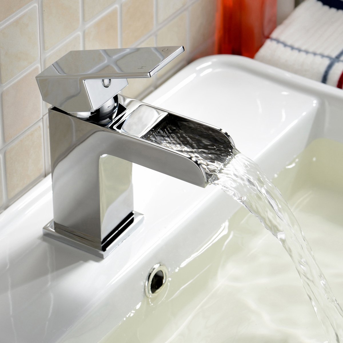 Origin Waterfall Bathroom Basin Mixer Tap & Waste Chrome