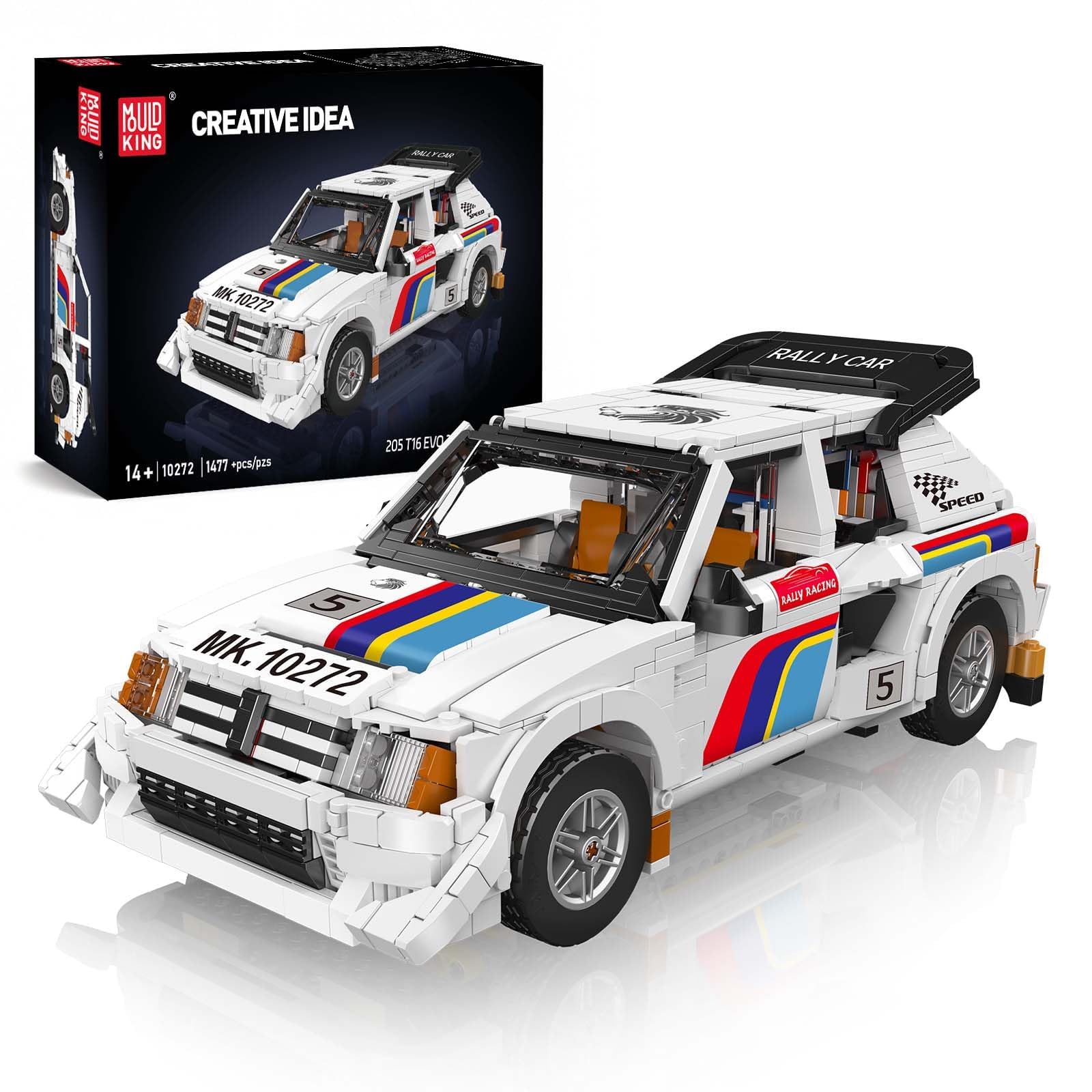 Mould King 10272 Classic Rally Car Model Kit for Adults, Motorsport Racing Vehicle Engineering Supercar Construction Set, Collectible Vintage Sports Automobile Office Desktop Display (1477 Pieces)