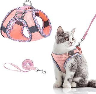 Brifit Cat Harness, Cat Harness with Lead, Escape Proof, Soft Harness for Cats with Reflective Strips, Adjustable Cat Vest, Cat Harness [Pink, XXS], Applicable Weight: 2-3 kg product image