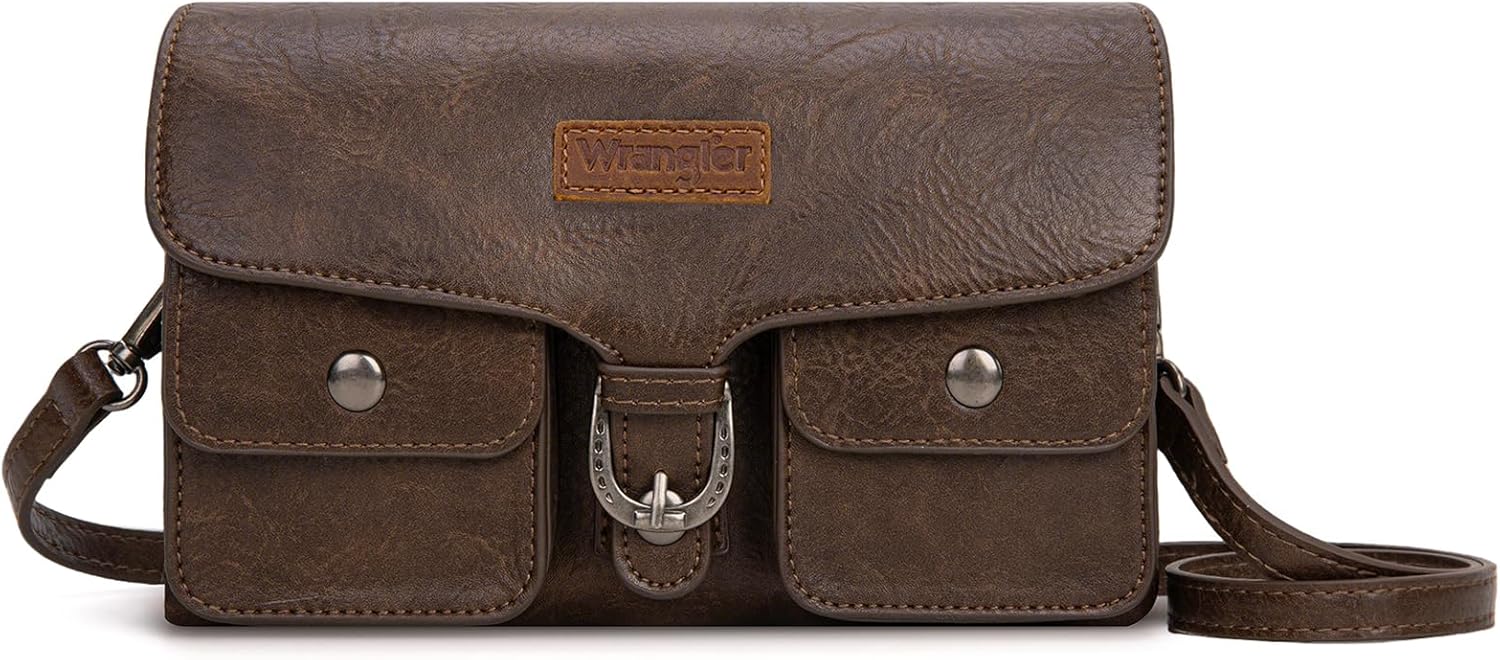 Wrangler Crossbody Wallet Purses Multi-function Card Holder Small Purse with Double Zipper