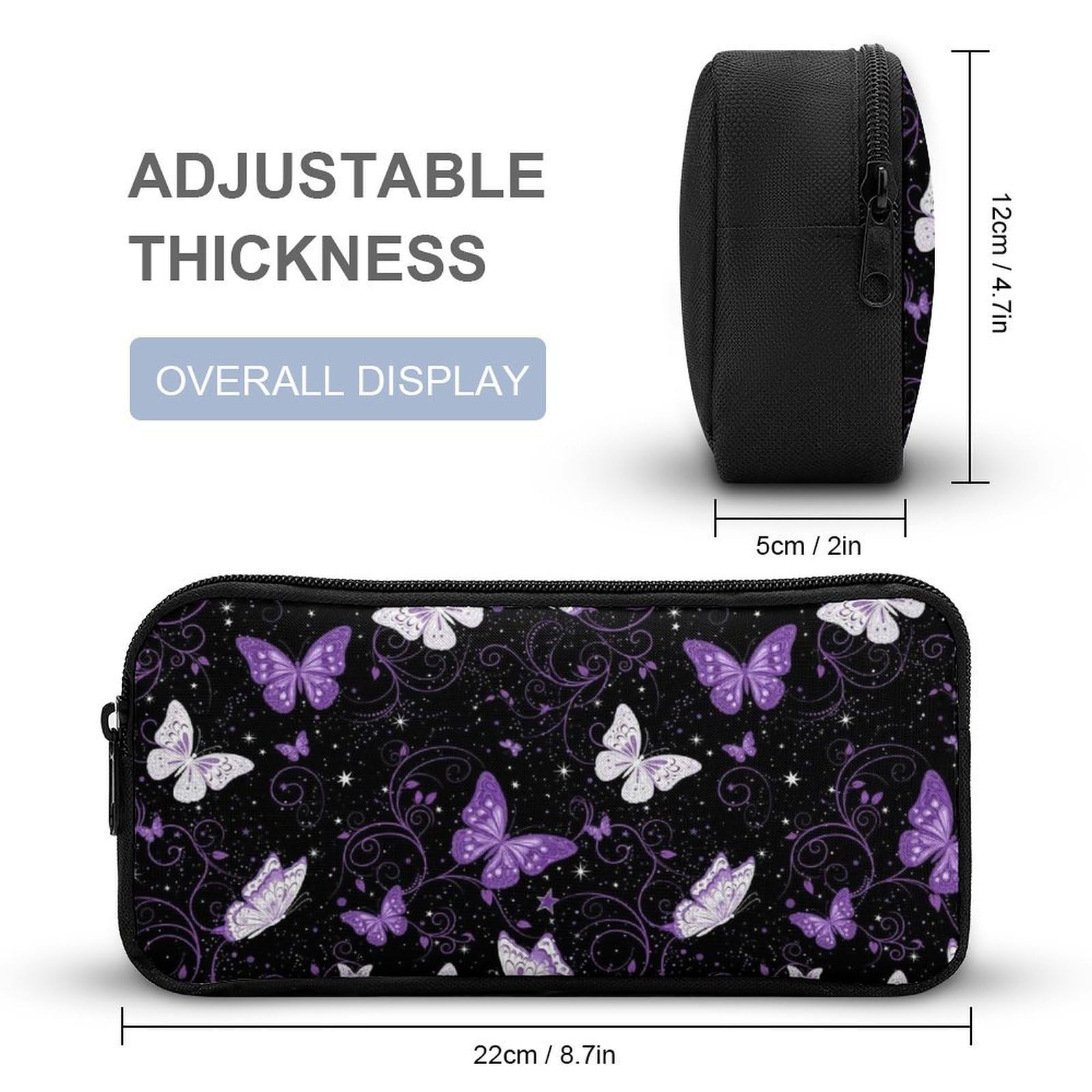 Ensemble sac à dos de voyage avec sac à lunch et trousse de maquillage, violet papillon, boîte et rangement