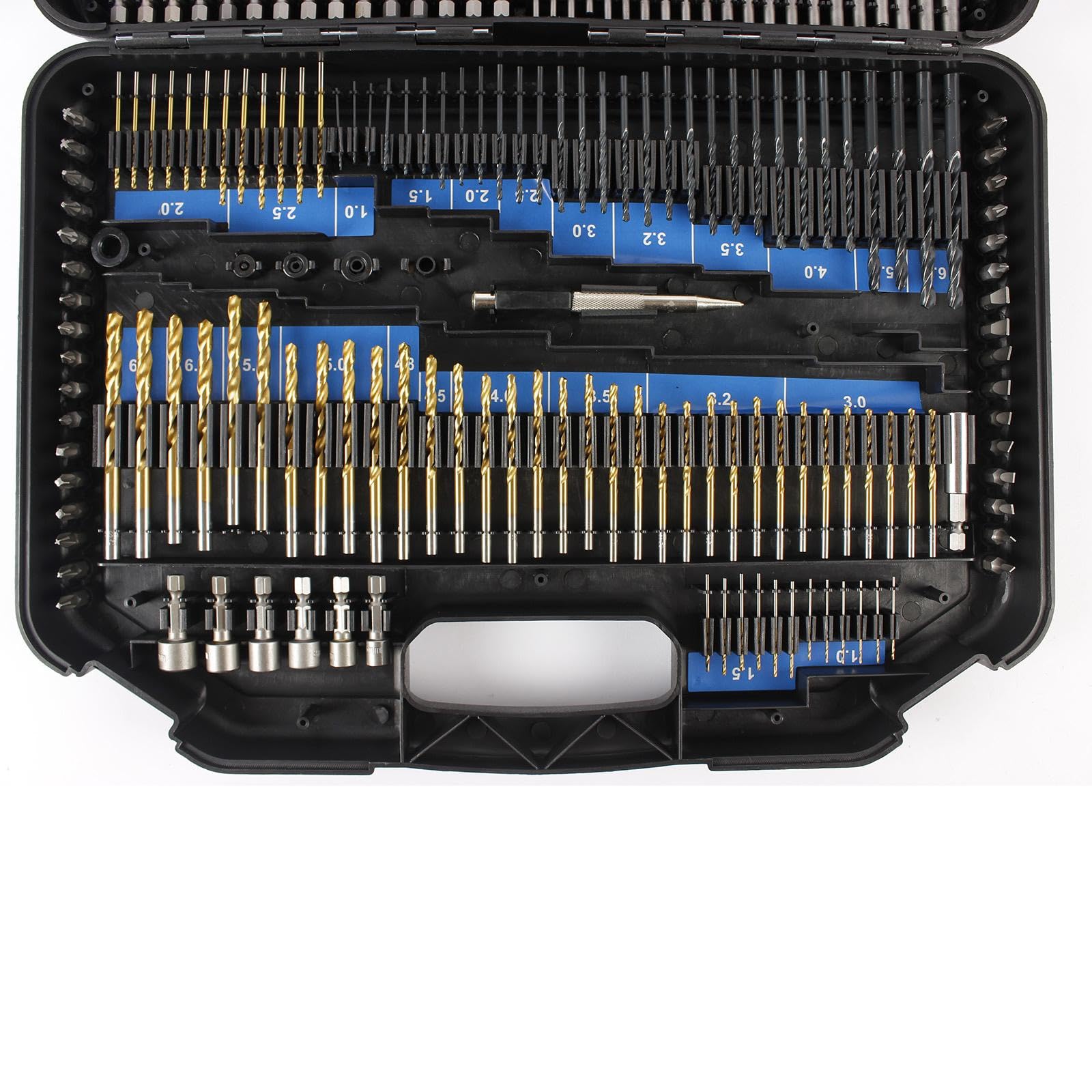 246 Piezas Juego de Brocas Taladro Juego de Brocas Acero Rápido Juego Brocas para Madera Y Metal con Estuche Transporte Adecuado para Bricolaje, Etiqueta azul