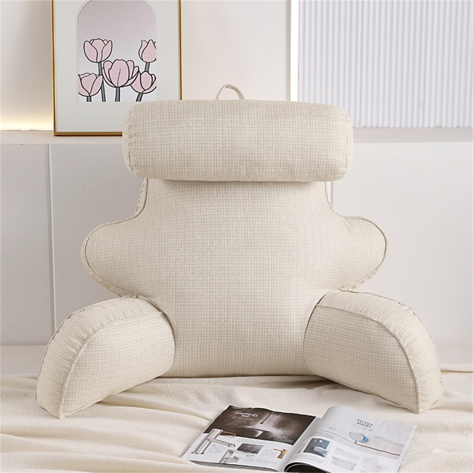 Cuscino da lettura per supporto schiena, comodo cuscino di supporto per sedersi a letto o divano con fodera rimovibile per il comfort lombare e del collo