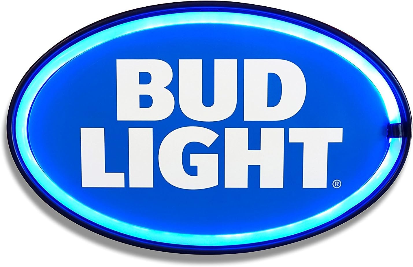 Bud Light - Reproduction Advertising Oval Sign - Battery Powered LED Neon Style Light - 16 x 11 x 2 Inches