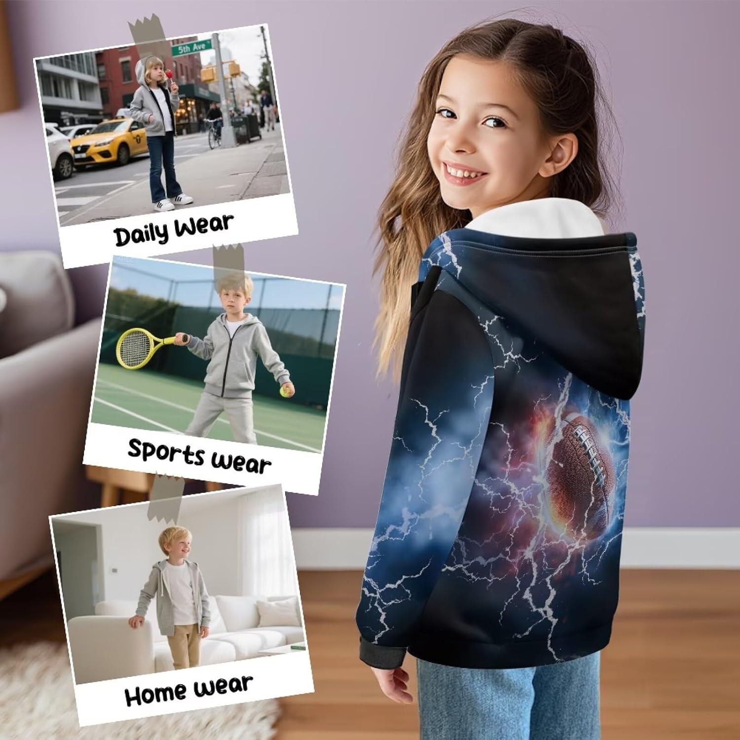 Hoodie for Boys 6-16 Full Zipper Hooded Sweatshirts Teen Boy Graphic Hoodies Long Sleeve Sweatshirt with Pocket