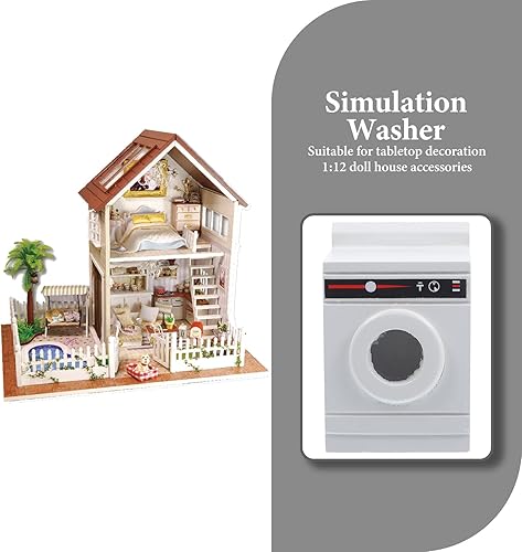 Miniatura 8 de Toyvian Lavadora de casa de muñecas Mini lavadora de tela secadora Modelo Minihouse Lavandería Miniatura para casa de muñecas Accesorios de muebles