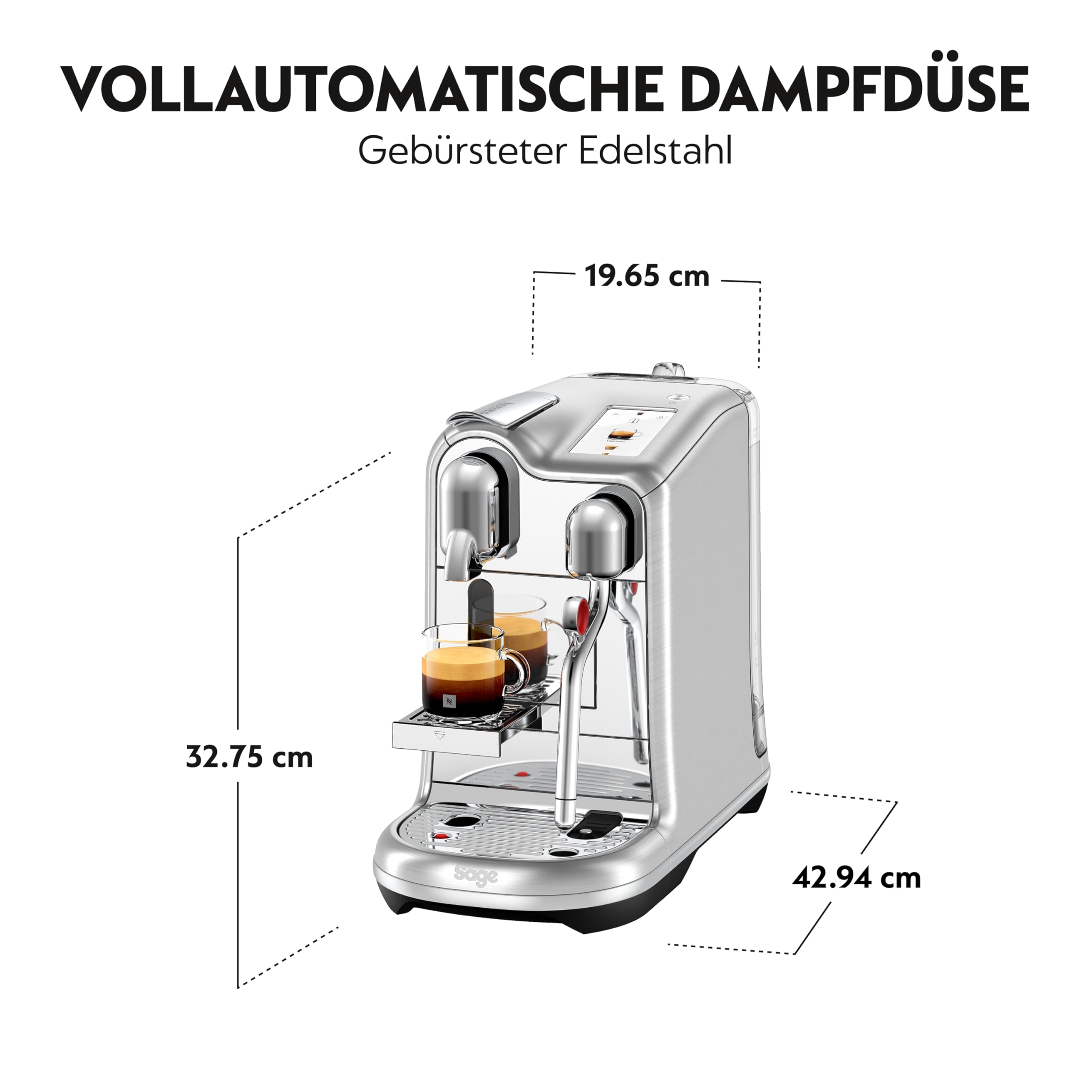 Nespresso Creatista Pro Kaffeemaschine von Sage, Edelstahl, Brushed Stainles Steel