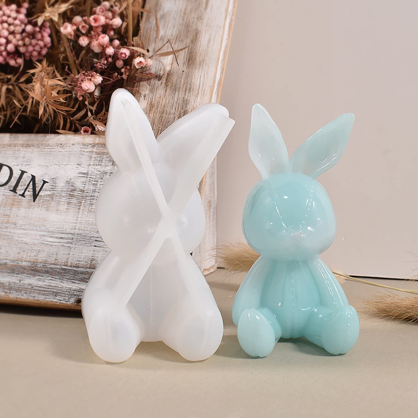 Xidmold 2pcs Bunny Resin Moulds Easter Rabbit Silicone Molds for Keychain DIY Handmade Crafts, White - Image 3