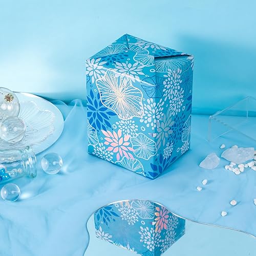 Vista 82 de WRAPAHOLIC Papel de regalo reversible, mini rollo, 17 pulgadas x 33 pies, adorable diseño de gato y azul sólido para cumpleaños, vacaciones