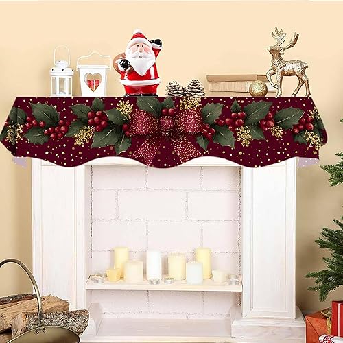 Miniatura 2 de NYZE Bufanda de mantel de Navidad de 70 x 17 pulgadas, para chimenea, bufanda, decoración para Navidad, chimenea, bufanda, estante, corredor,