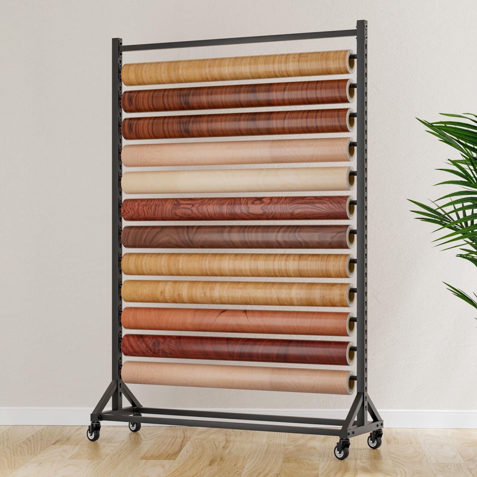 Soporte para rollos de vinilo móvil organizador de almacenamiento de 107 cm para telas y taller