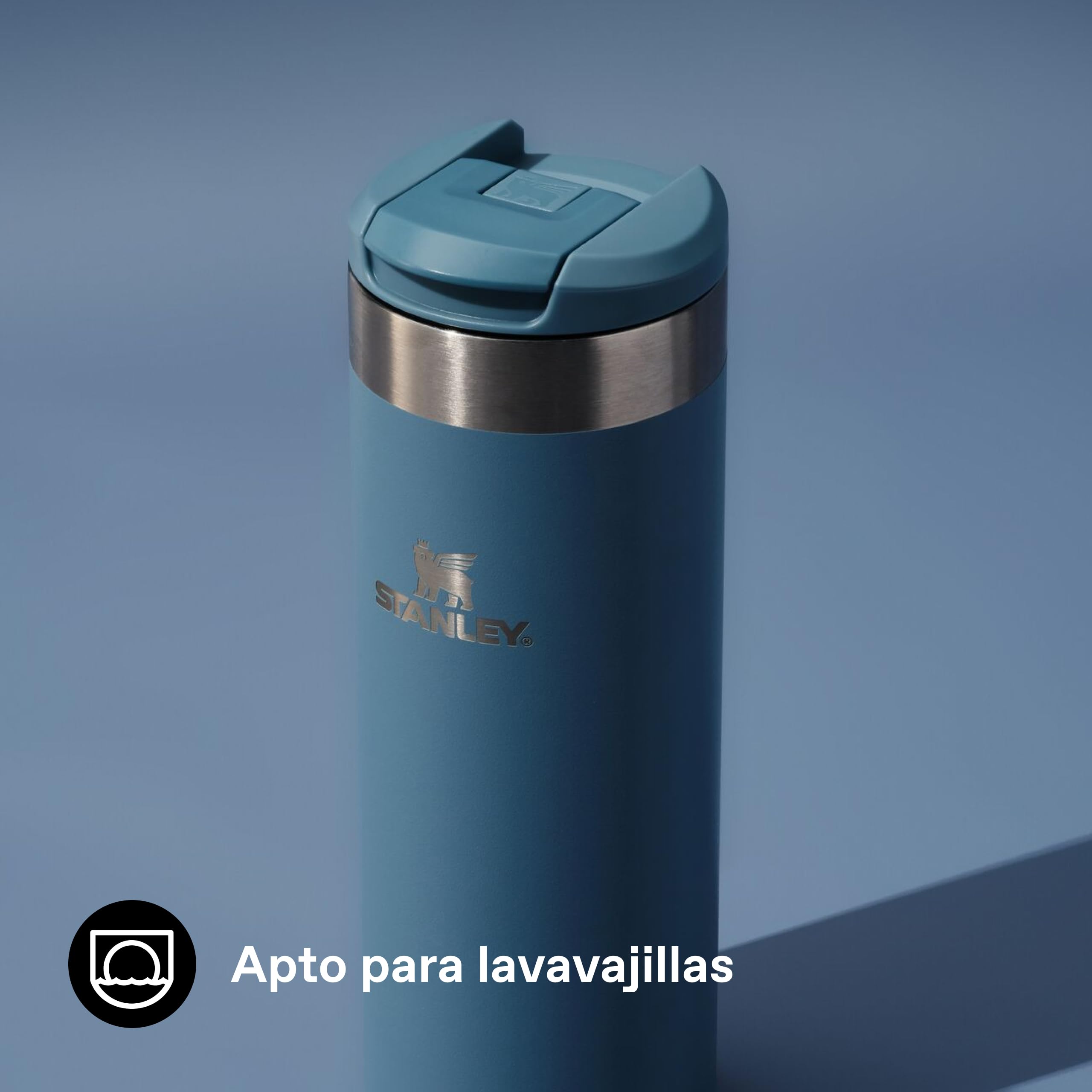 Stanley 1913 Aerolight Transit Termo Cafe para Llevar 0.47L - Mantiene el Calor Durante 8 Horas - Compatible con Soporte para Coche - Taza Café Antifugas - Apta Para Lavavajillas - Indigo