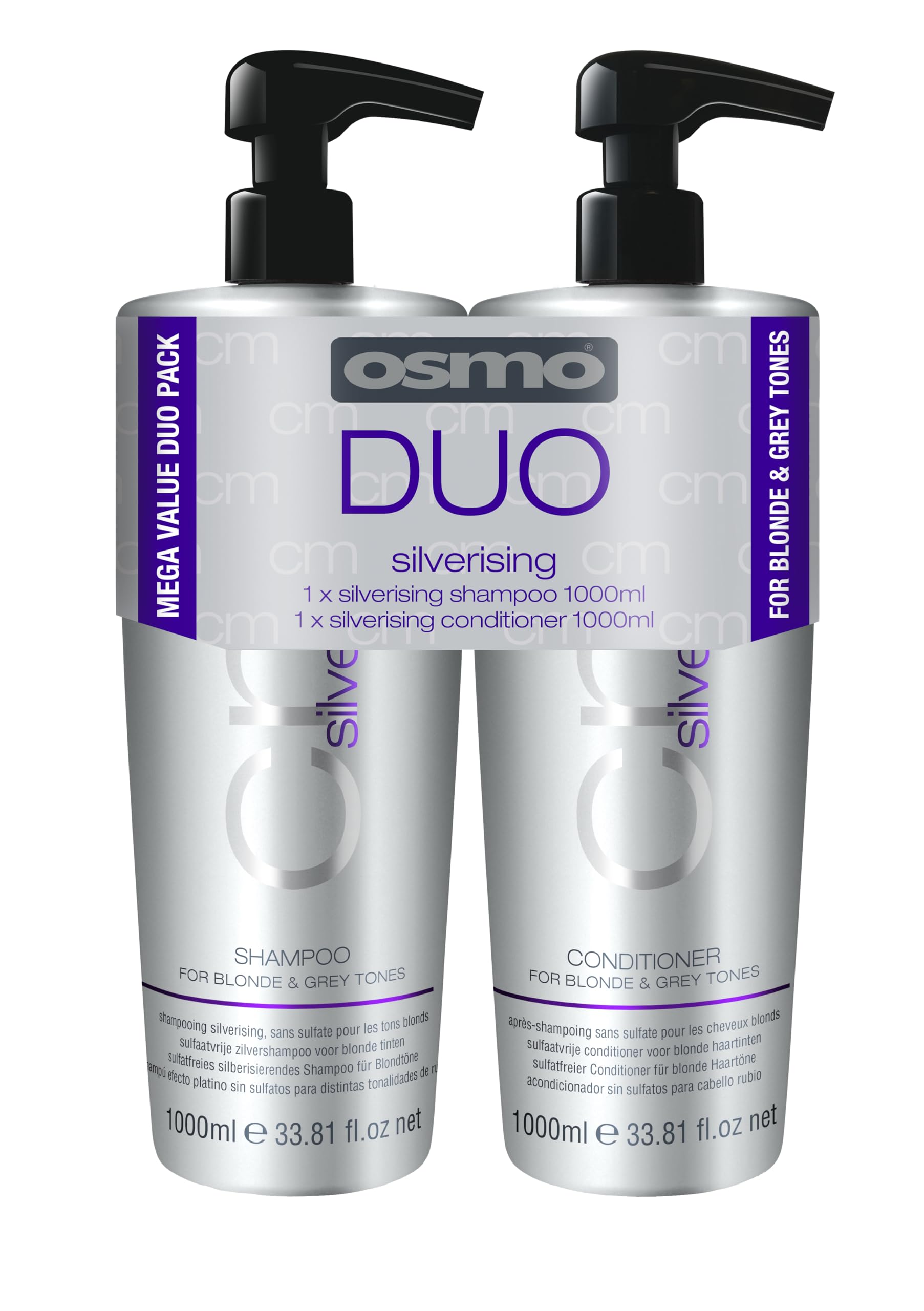 Osmo Silver Shampoo and Conditioner Set for Blonde and Grey Hair 1000ml