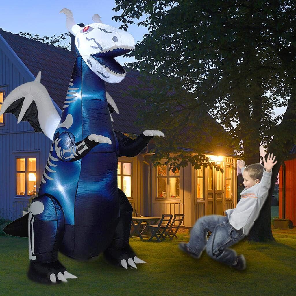 Twinkle Star 8ft Halloween Inflatable Yard Decorations Lighted Skeleton Dinosaur, Animated Blow Up Tyrannosaurus T-Rex Yard Prop, Giant Lawn Decorations Home Garden Holiday Party Outdoor Décor