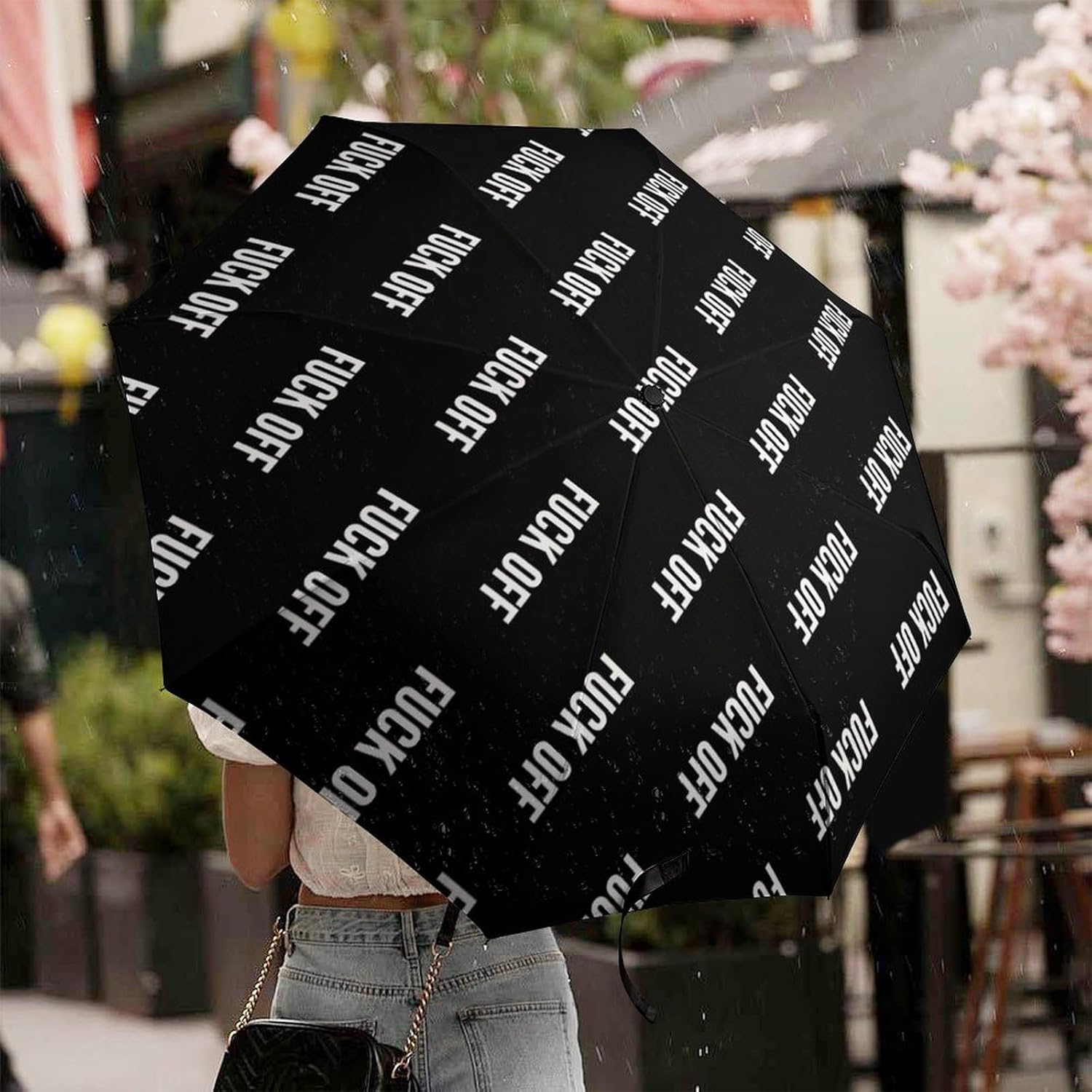 Fuck Off Travel Umbrella For UV Rain Windproof Folding Umbrellas Portable Funny Manual
