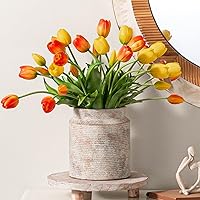 Vista 2 de Florero de Flores de Cerámica de 7.5 pulgadas, Jarrón Rústico de Casa de Campo para Decoración del Hogar, Jarrones de Cerámica de Terracota Hechos a