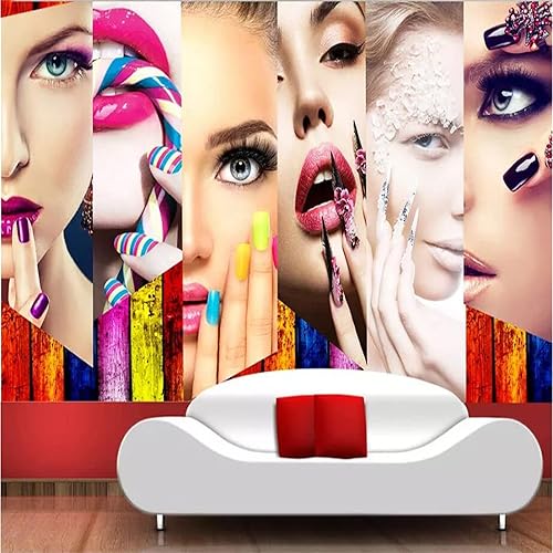 Miniatura 8 de Murales de pared de moda para peluquería, fondo de salón de belleza, papel tapiz grande, decoración moderna de arte de pared para dormitorio, sala