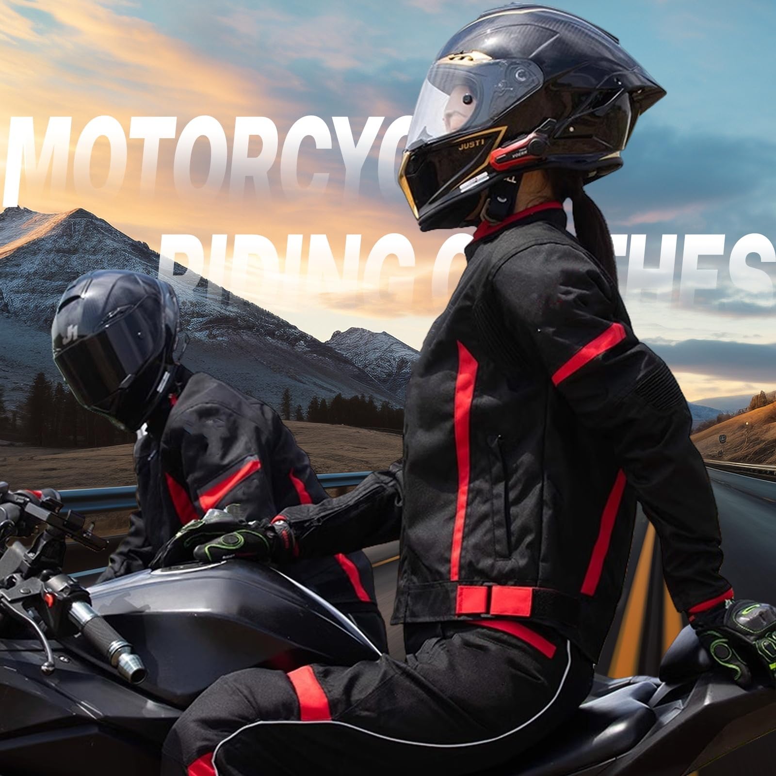 Chaqueta de Moto Impermeables Traje,Motocicleta Chaquetas a Prueba de Viento Equipo de Protección de Cuerpo Completo Blindado Otoño Verano Invierno para Hombres (Negro,XXL)