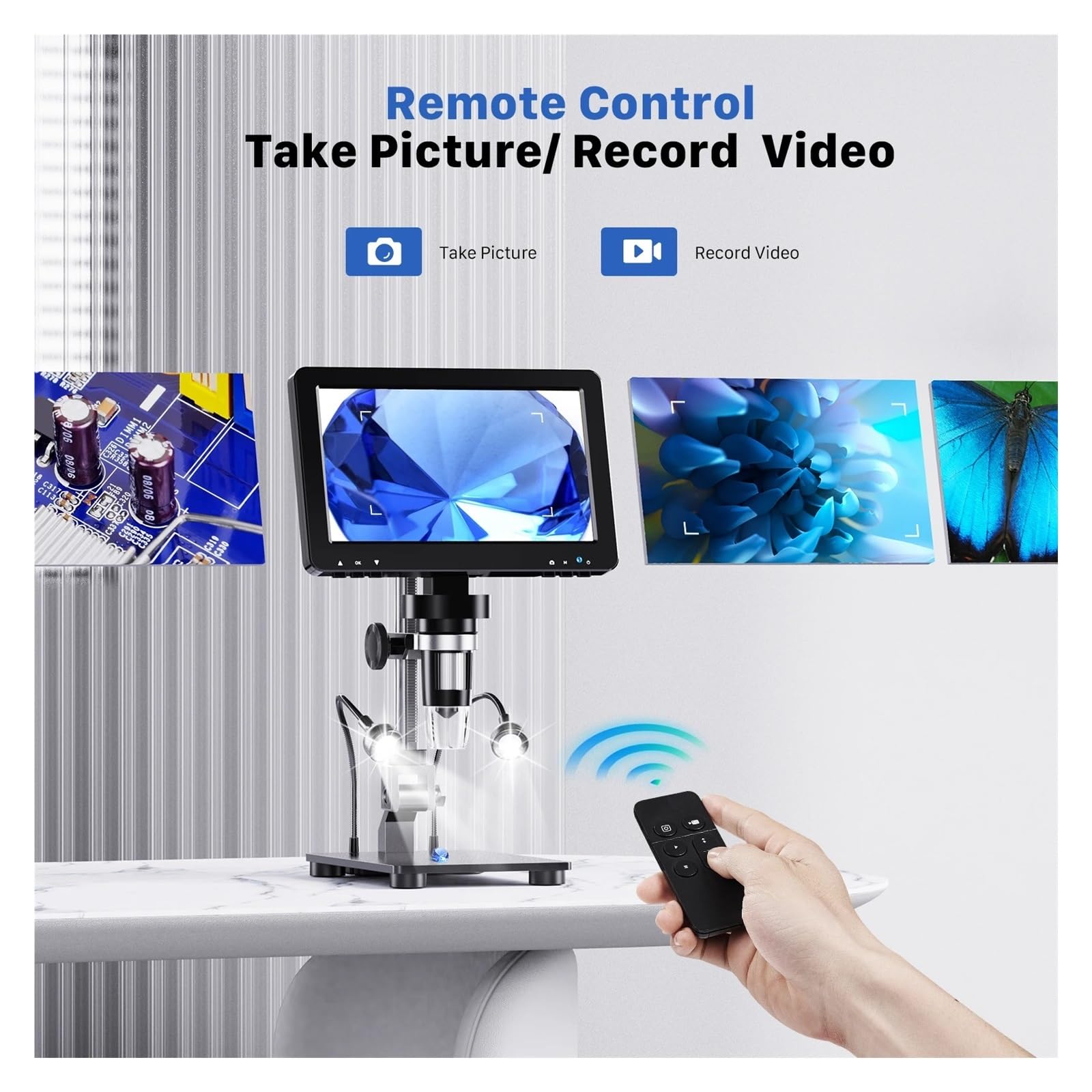 Microscopio Digital DM9 Pro con Pantalla IPS de 7'', microscopio visión Completa Monedas 1200X, Profesional for soldar 16 MP