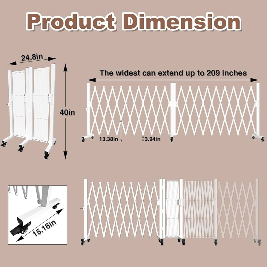 新品FENCE OF DEFENSE『REUNITED&STARTING… Retractable Outdoor Dog Gate, 207'' Wide Driveway Gate