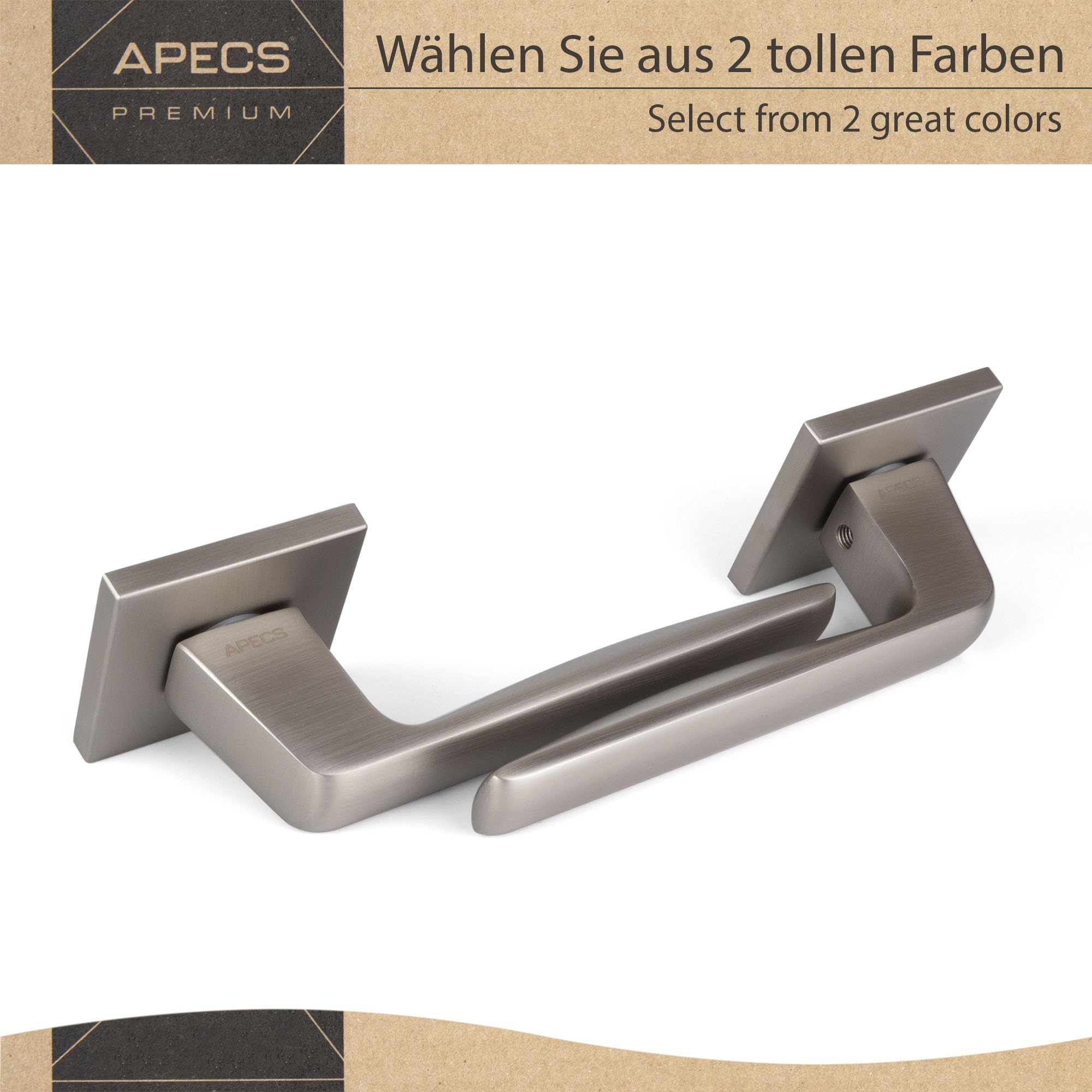 APECS AVIOR PZ - Maniglia per porte interne, moderna, per porta interna, con rosette quadrate, maniglia opaca con materiale di fissaggio