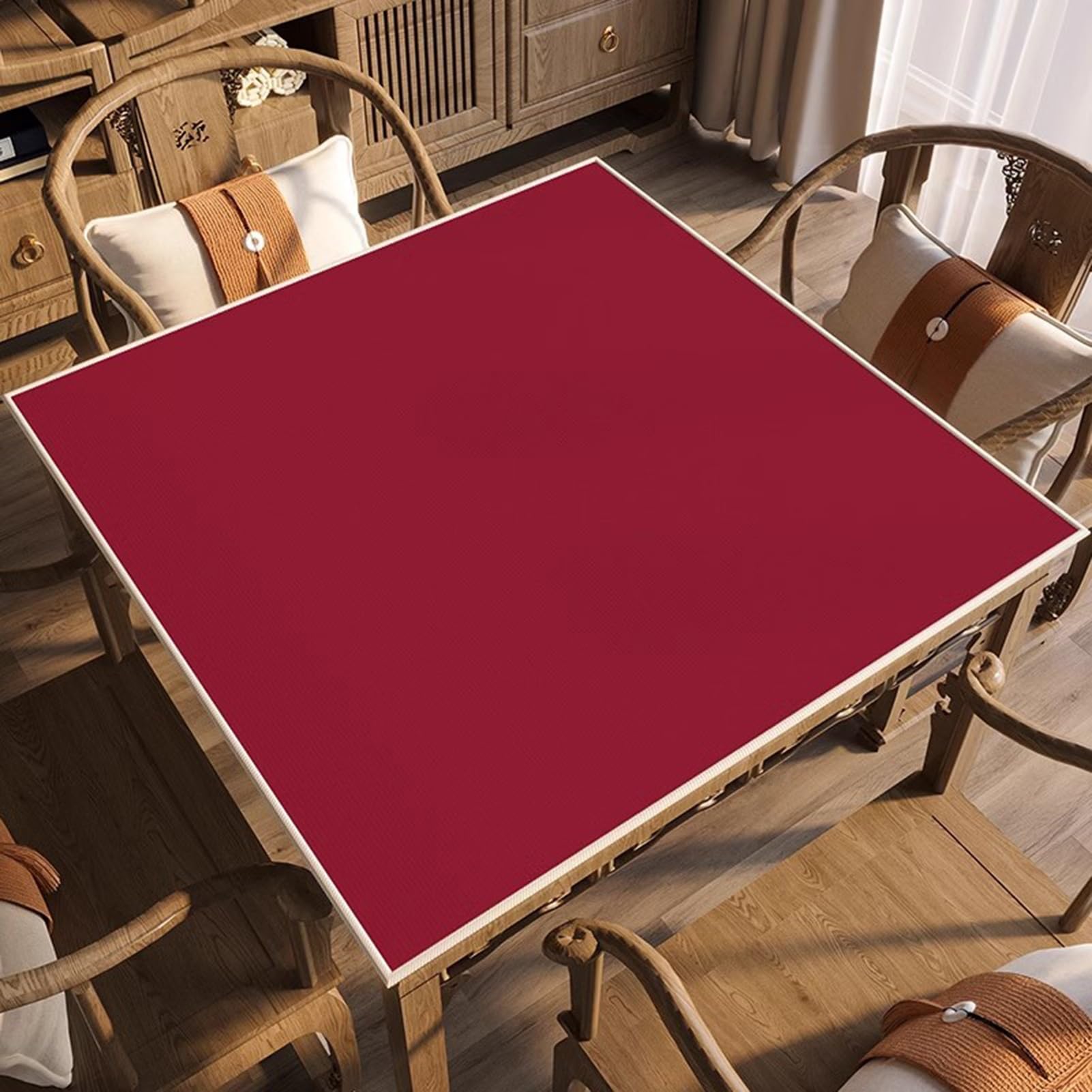 Mahjong Tischmatte, Tischmatte for Mahjong Paigow Poker und Legespiel(Red,70 cm/27.55 in)