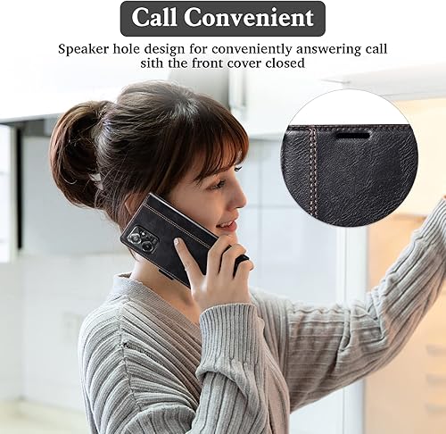 Miniatura 7 de HAII Funda con tapa para Moto G Power 5G 2023, funda de cuero tipo cartera con bloqueo RFID, ranura para tarjeta de crédito y función atril, cierre