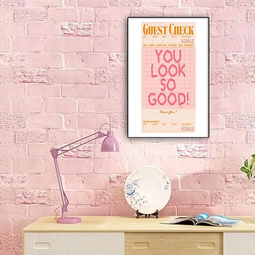 Miniatura 2 de JCFOAS Lienzo retro de moda para pared, diseño de galería inspirador, color rosa y naranja, con texto en inglés You Look So Good (You Look So Good),